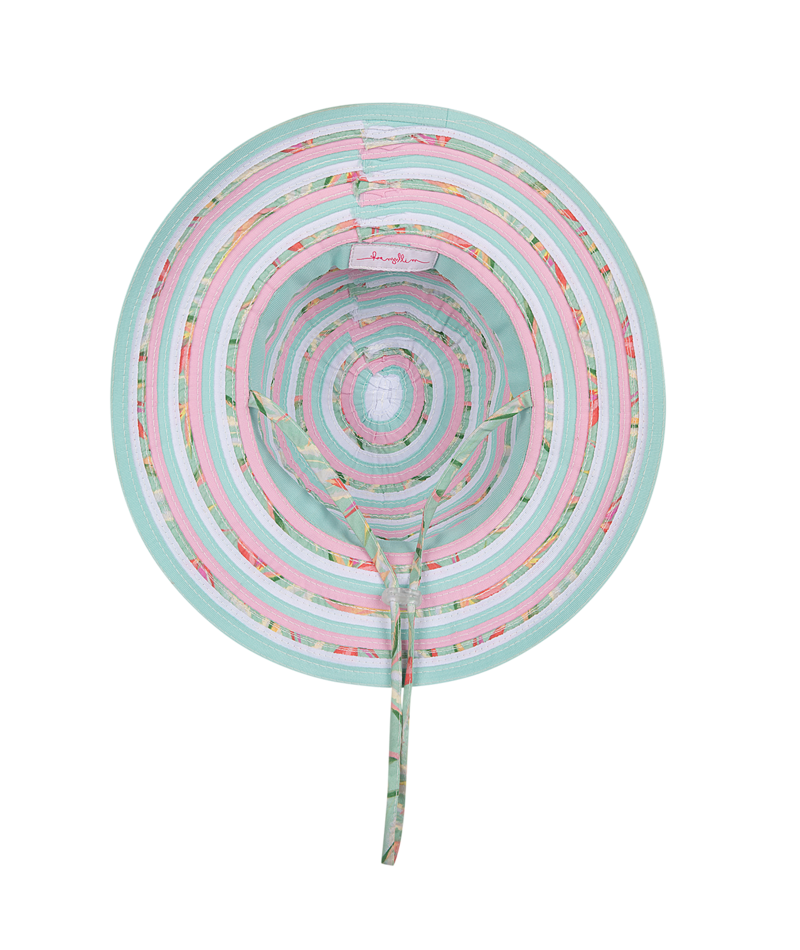 Millymook Girls Floppy Hat - Mint Green Floral Stripe - Phillipa